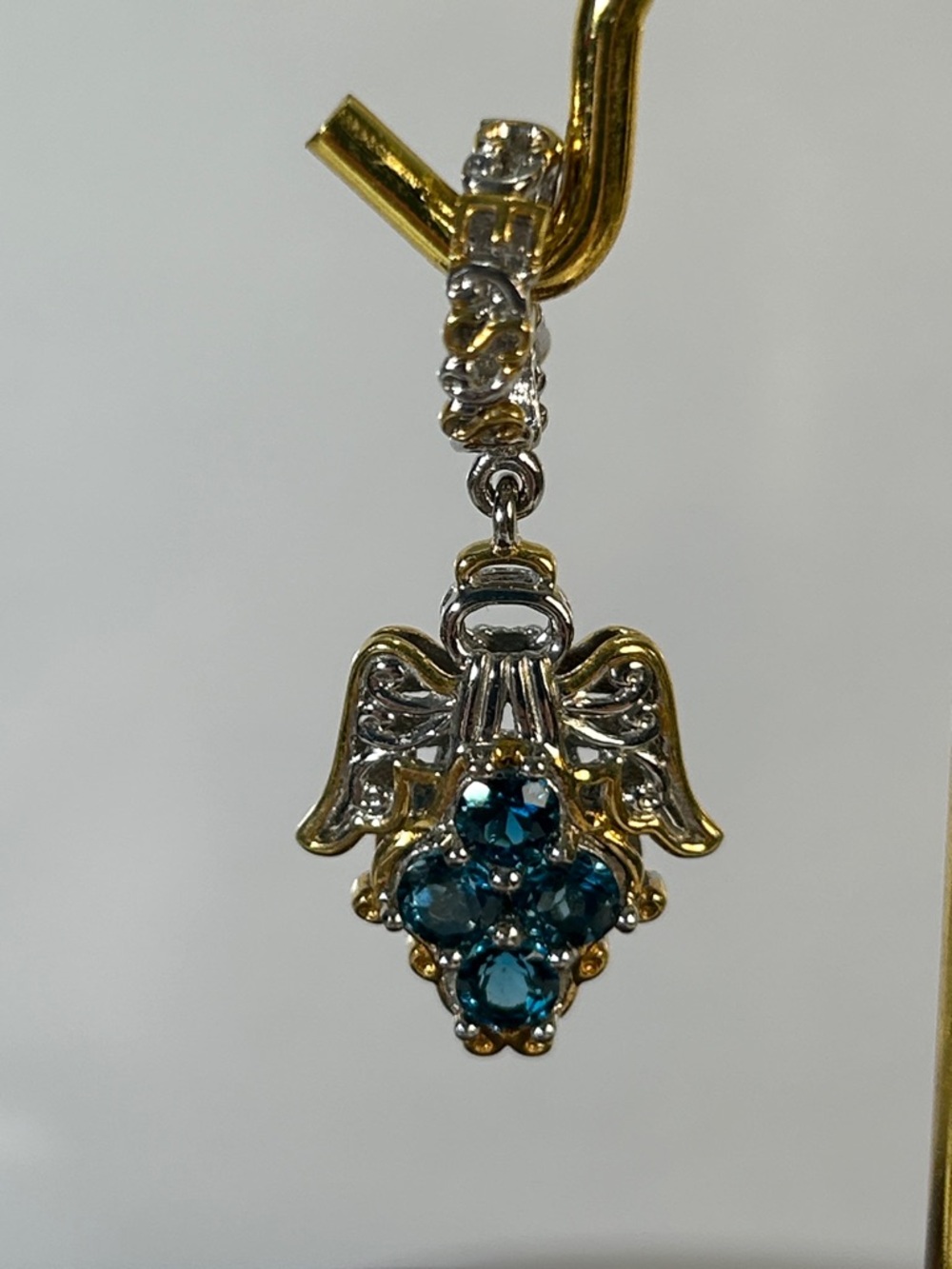 NWOT Gems En Vogue Palladium 18k Accent Genuine Gemstone Angel Euro Charm